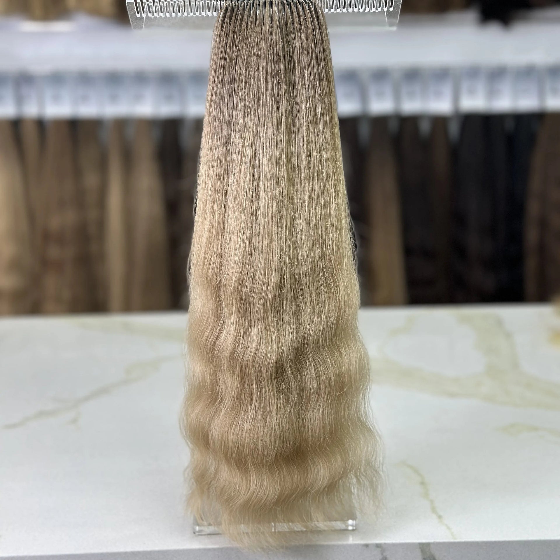 K-tip Slavic hair, colored, wavy 22 inch, 147gr, 234str