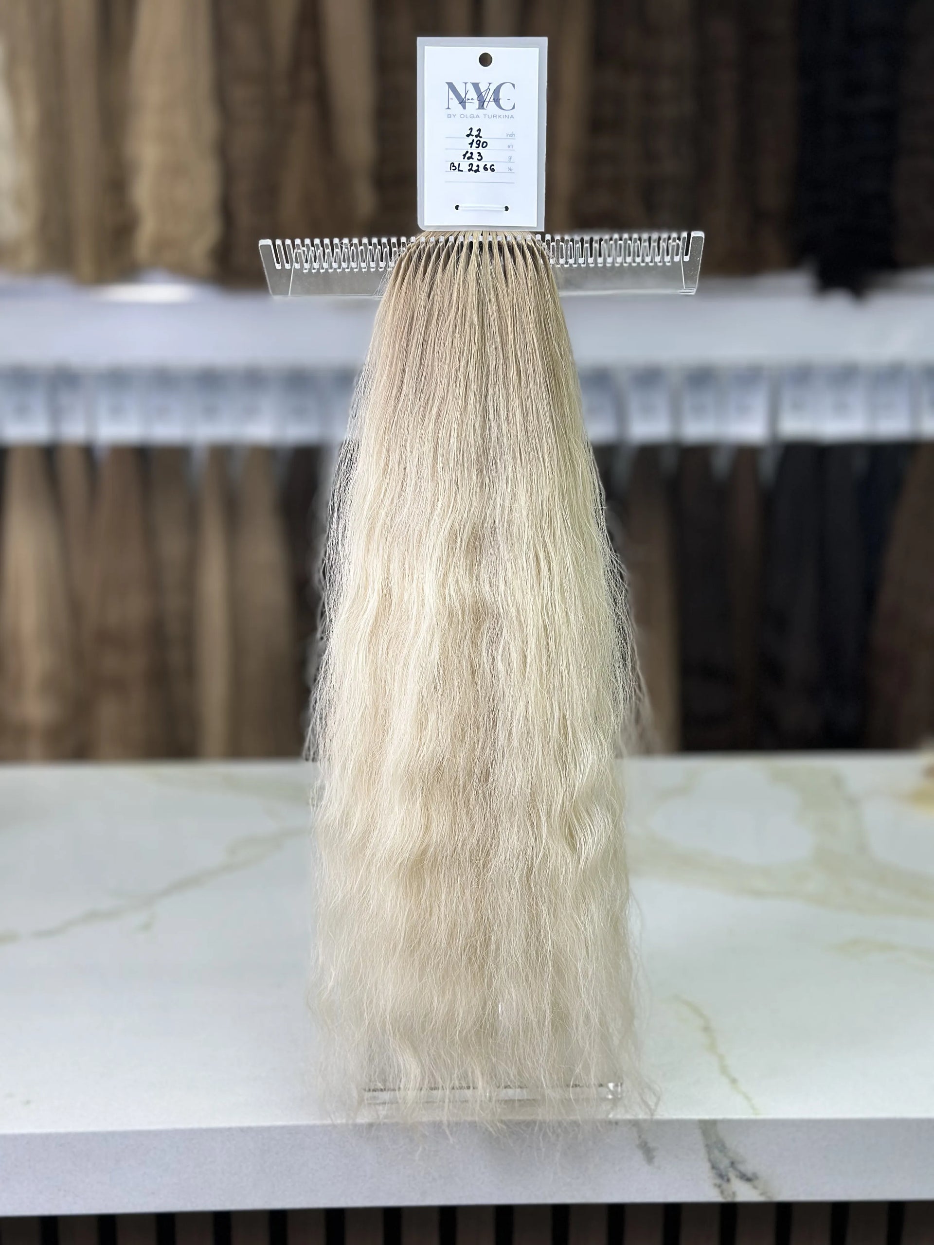 K-tip Slavic hair, colored, curly 22 inch, 123gr, 190str