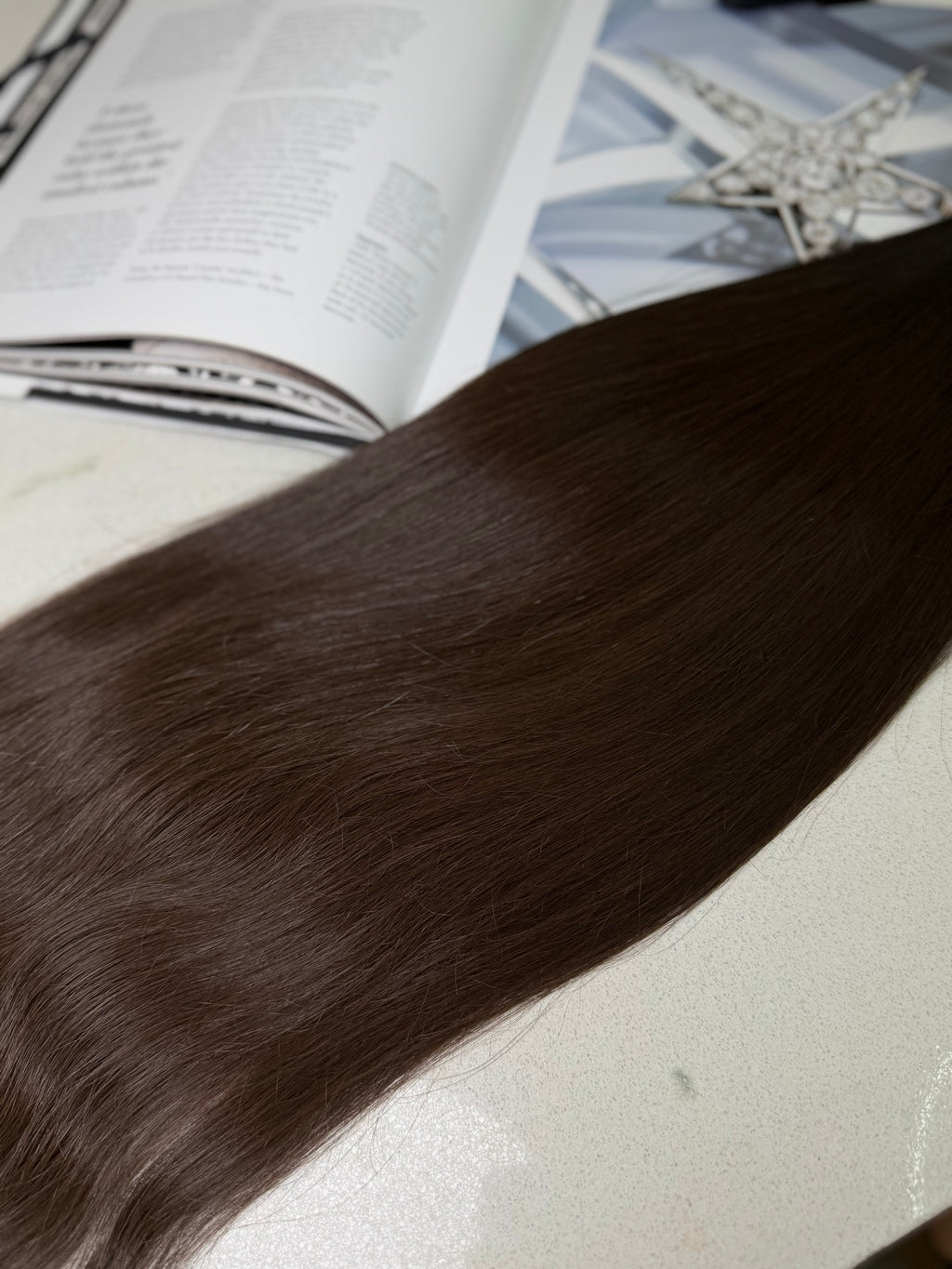 Premium Slavic Colored Hair Brown Wavy Bulk 24 Inch | LuxHairNYC