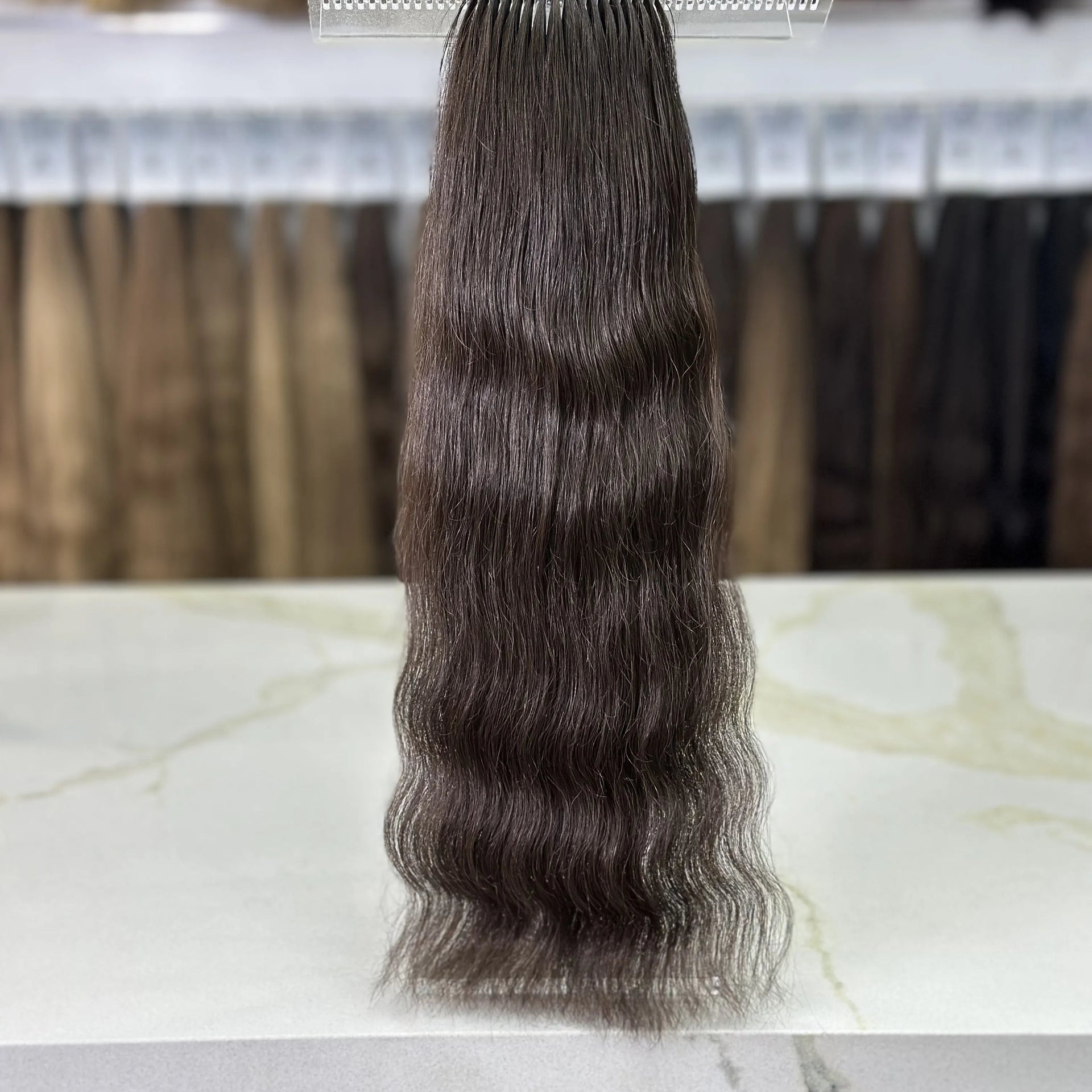 K-tip Slavic hair, colored, wavy 22 inch, 129gr, 196str