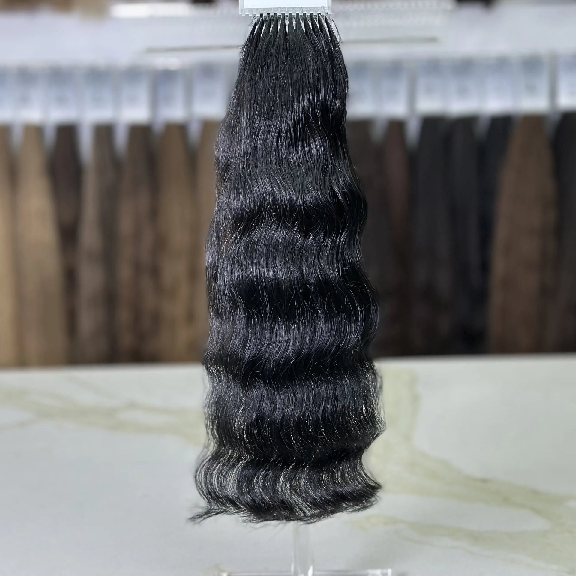 K-tip Slavic hair, colored, wavy 18 inch, 55gr, 117str