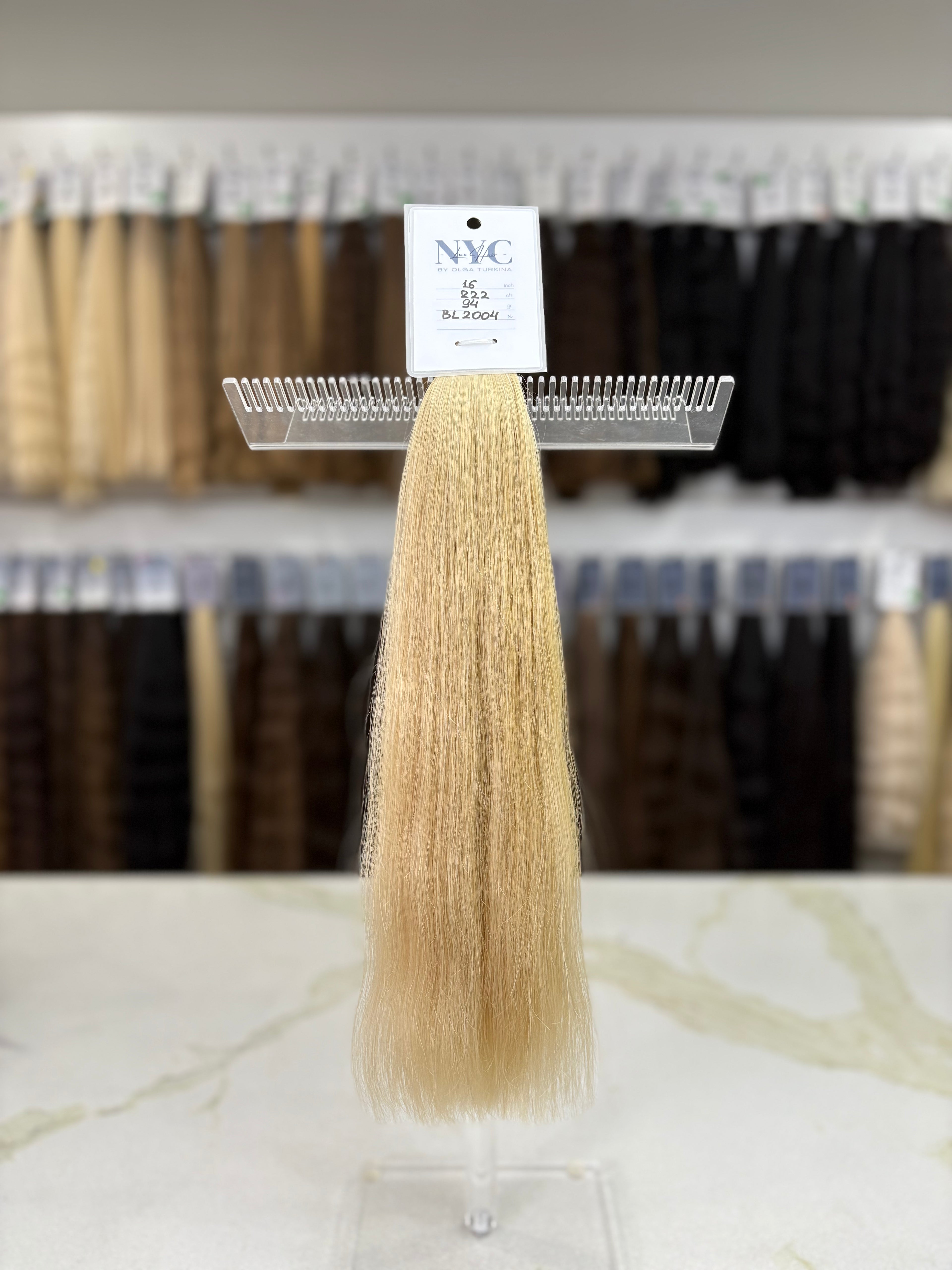 Premium Slavic K-Tip Extensions – Blonde Straight 16" | 222 Strands | 94 g