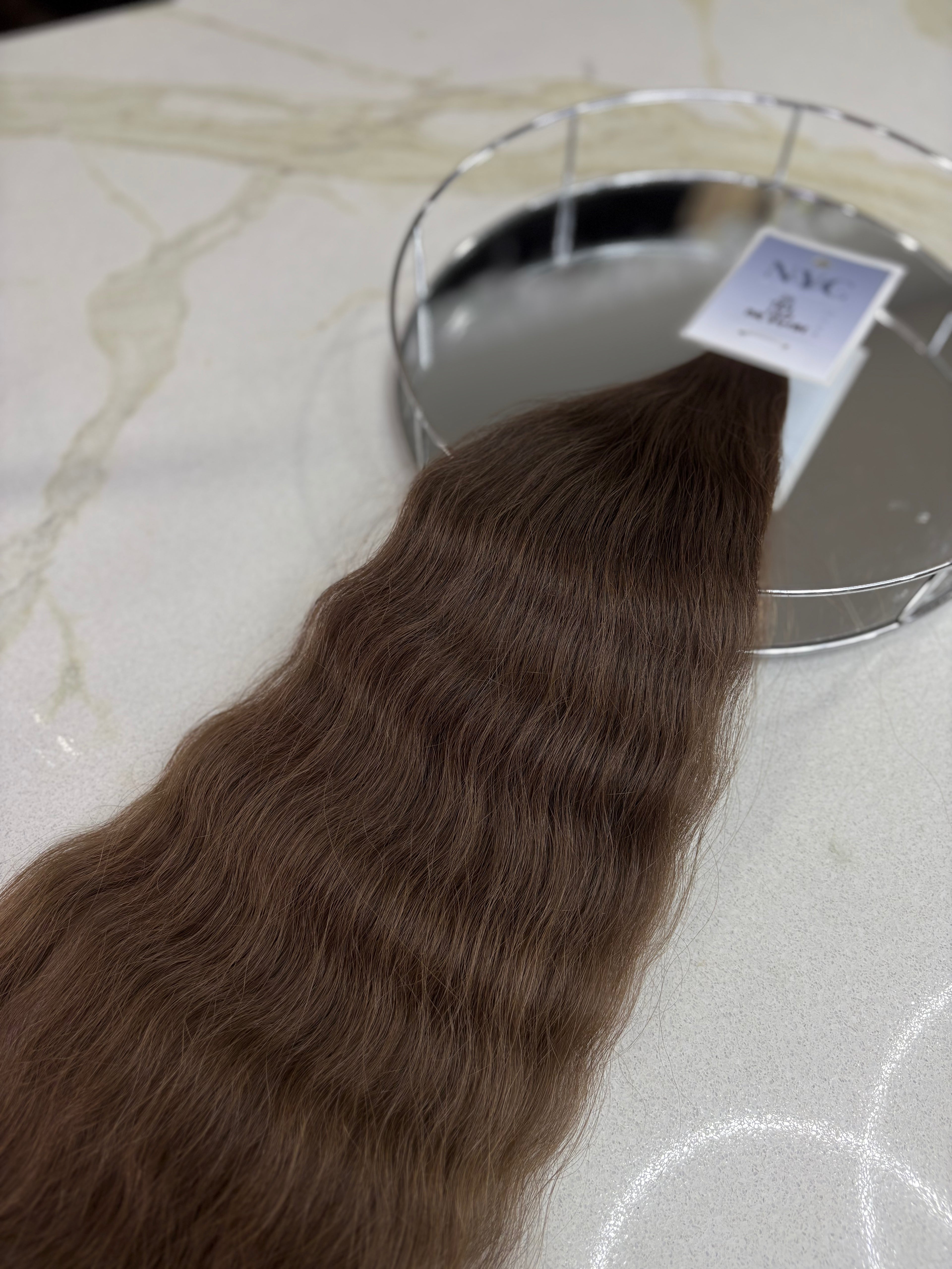 Premium Slavic K-Tip Extensions – Light Brown Wavy 24" | 184 Strands | 120 g