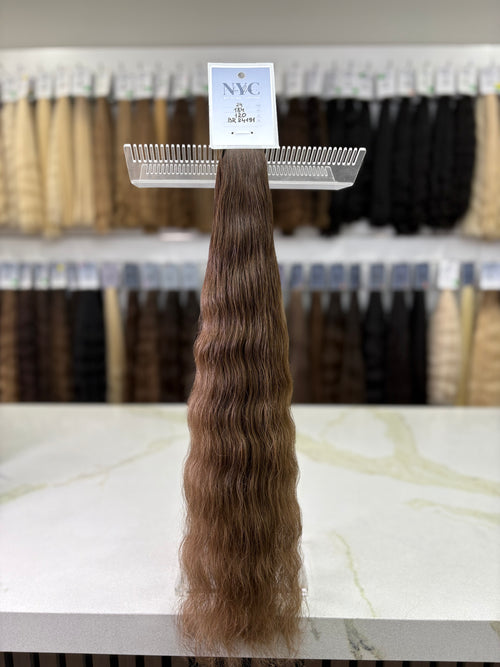 Premium Slavic K-Tip Extensions – Light Brown Wavy 24" | 184 Strands | 120 g