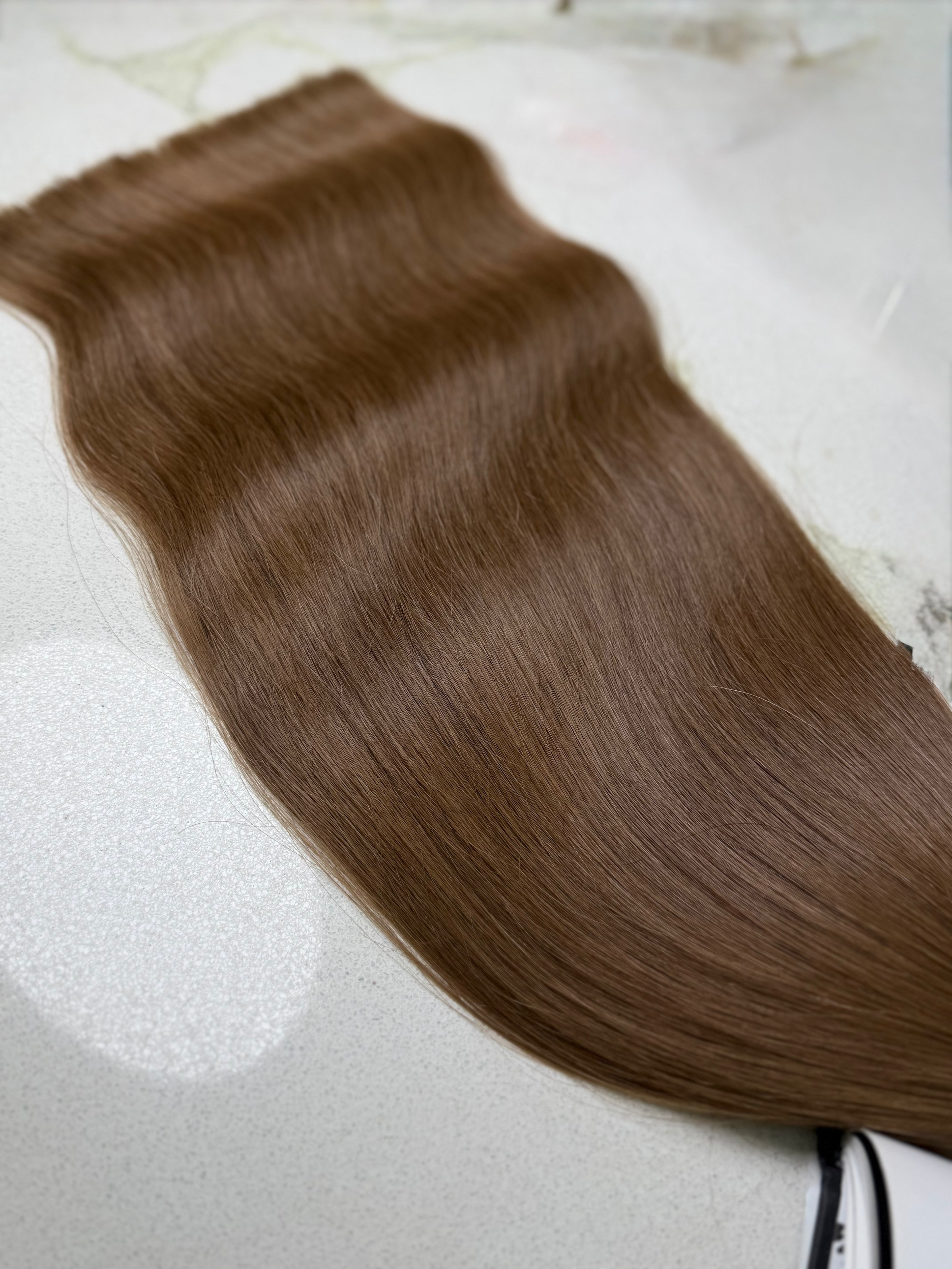 Premium Slavic Colored Hair Brown Wavy Bulk 20 Inch | LuxHairNYC