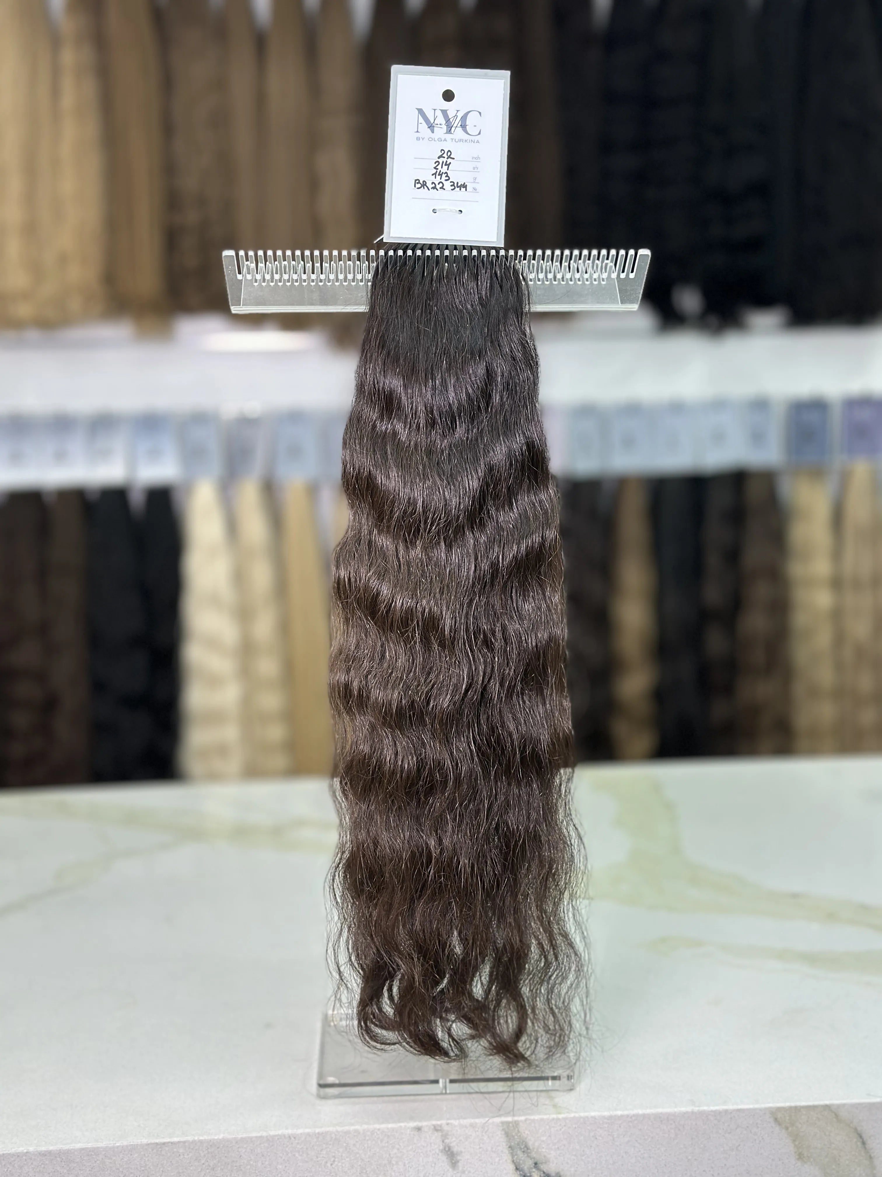 K-tip Slavic hair, colored, curly 22 inch, 131gr, 214str