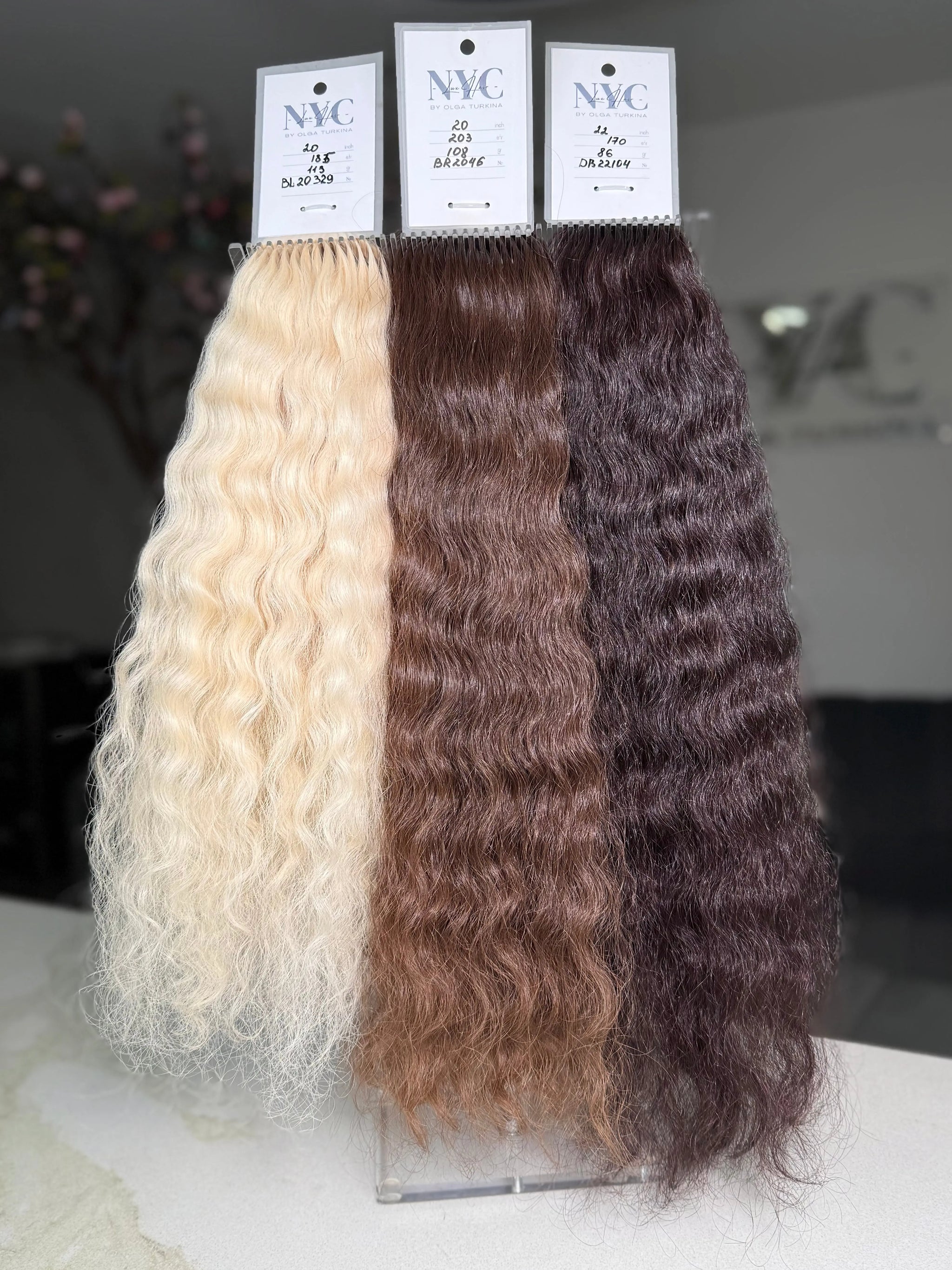 K-Tip Slavic Hair Bundle – Mixed Colors, Curly/Wavy LUXHAIRNYCSHOP