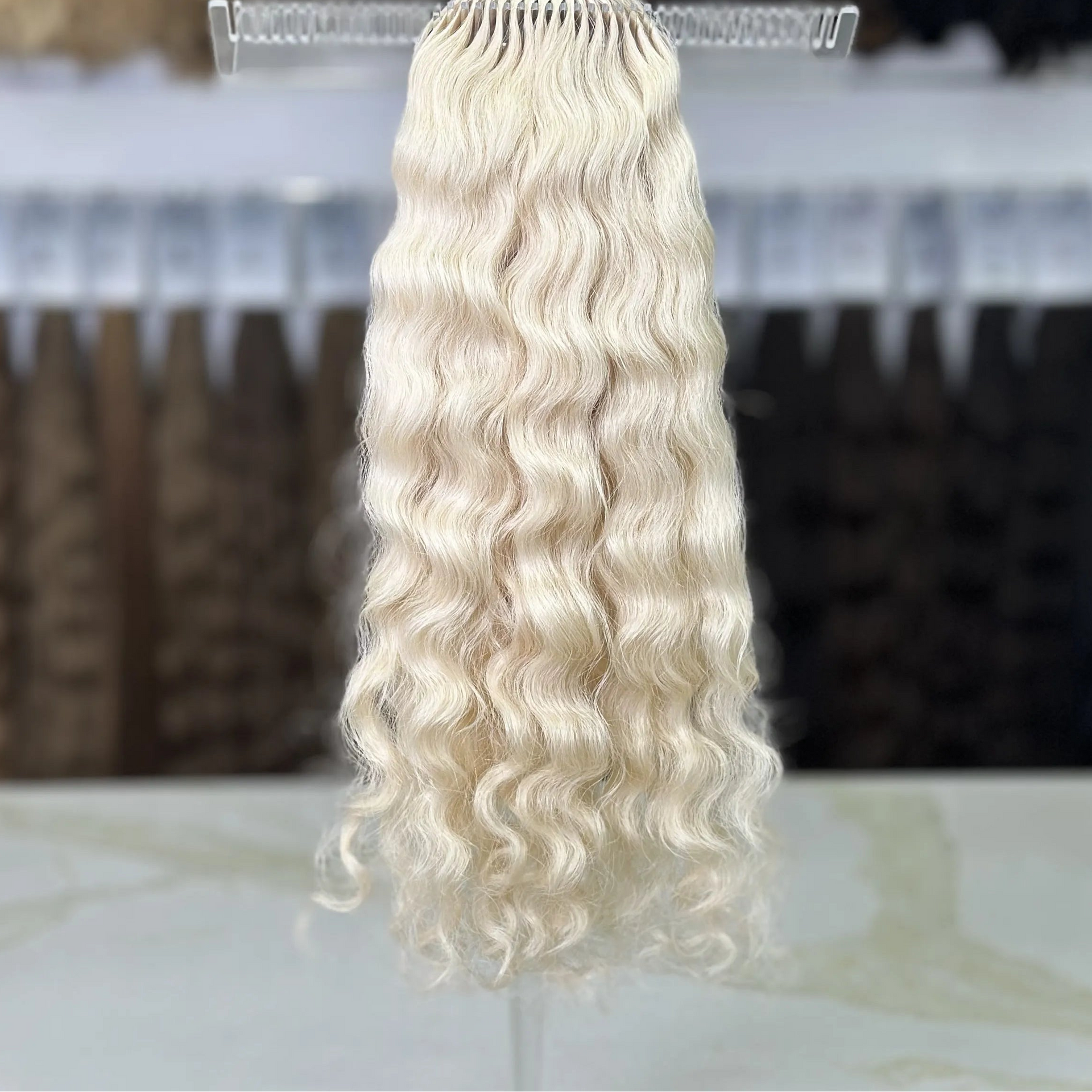 K-tip Slavic hair, colored, curly 20 inch, 113gr, 185str