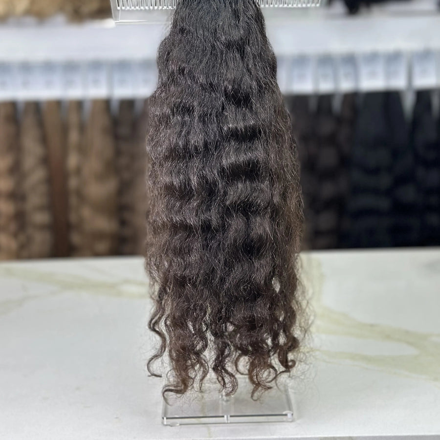 K-tip Slavic hair, colored, curly 22 inch, 118gr, 243str