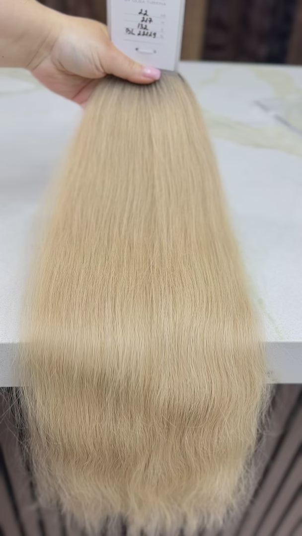 K-tip Slavic hair, colored, wavy 22 inch, 114gr, 197str