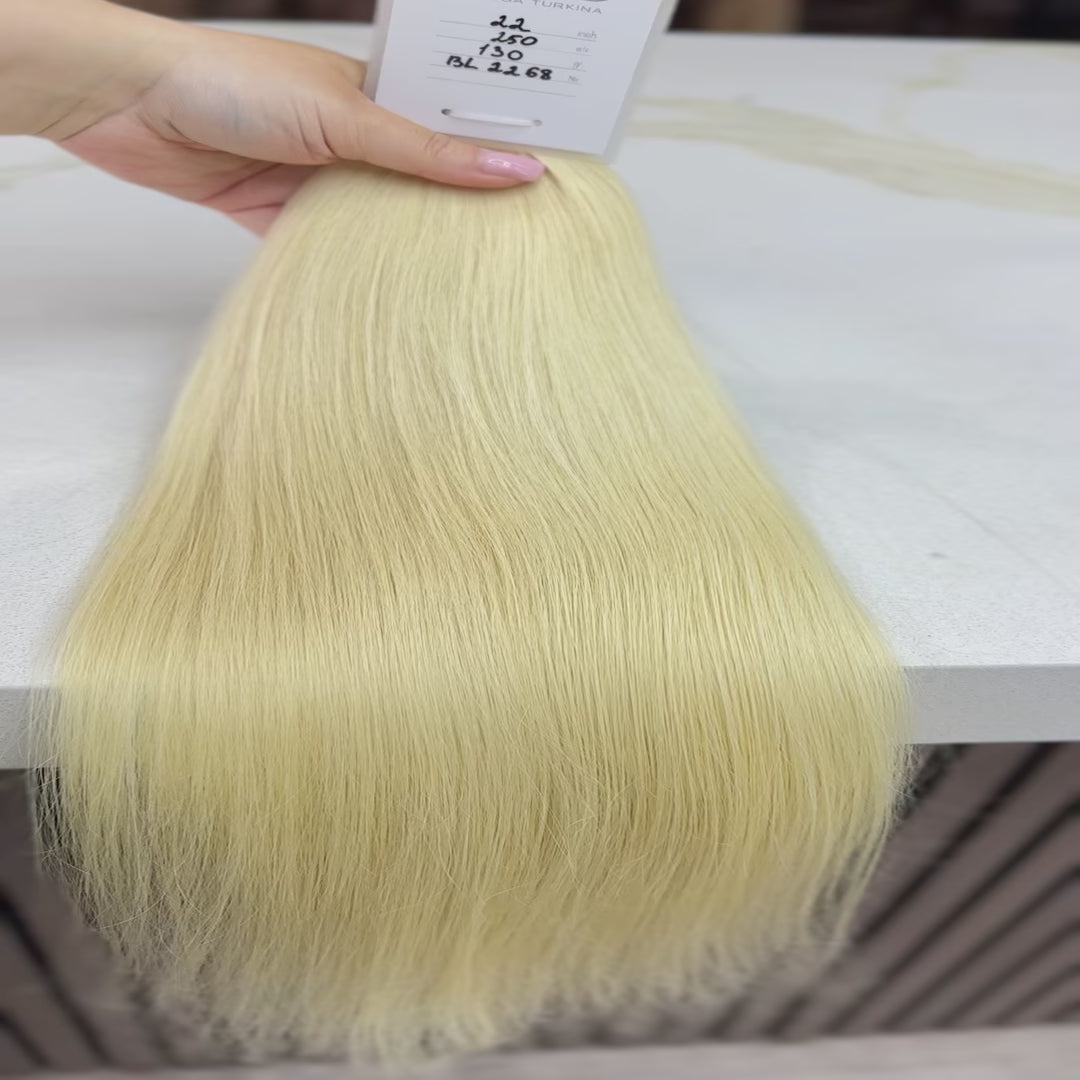 K-tip Slavic hair, colored, straight 22 inch, 127gr, 250 str