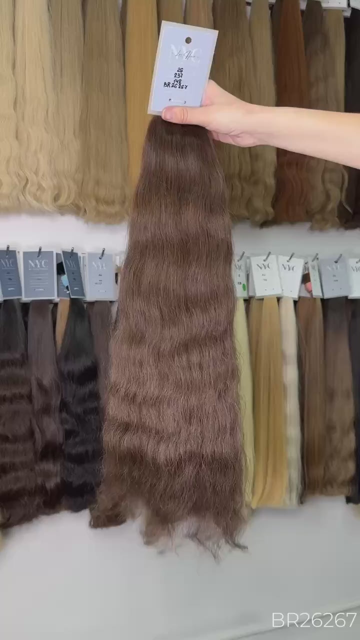 Slavic K-Tip Extensions – Light Brown Wavy 26" | 237 Strands | 148 g