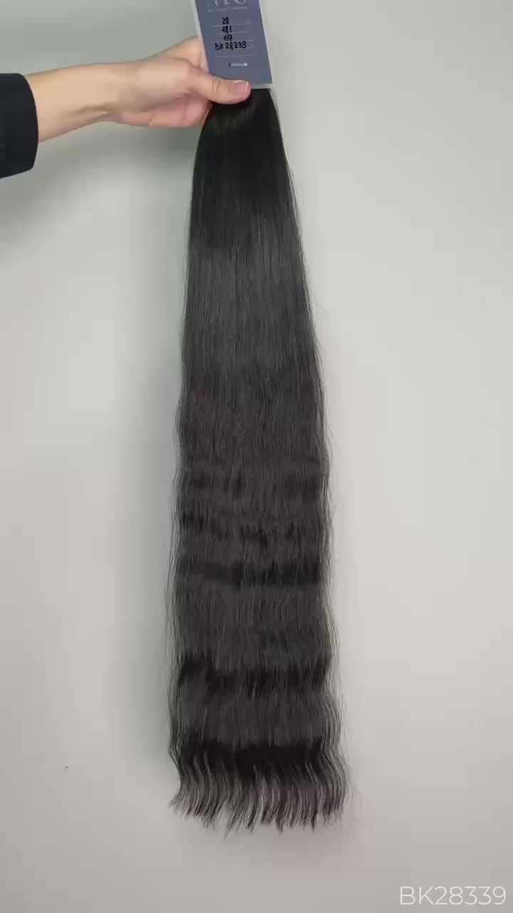 K-Tip Slavic Colored Hair Black Wavy 28 Inch | LuxHairNYC