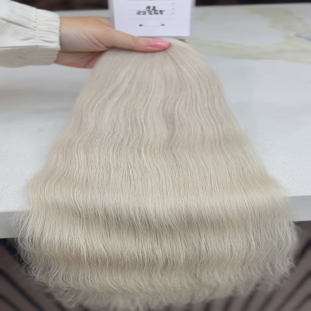 Luxury human hair extensions – Bulk hair, virgin Slavic wavy, blonde hair, ultra-thick natural texture. By Olga Turkina. Shop at luxhairnyc.shop