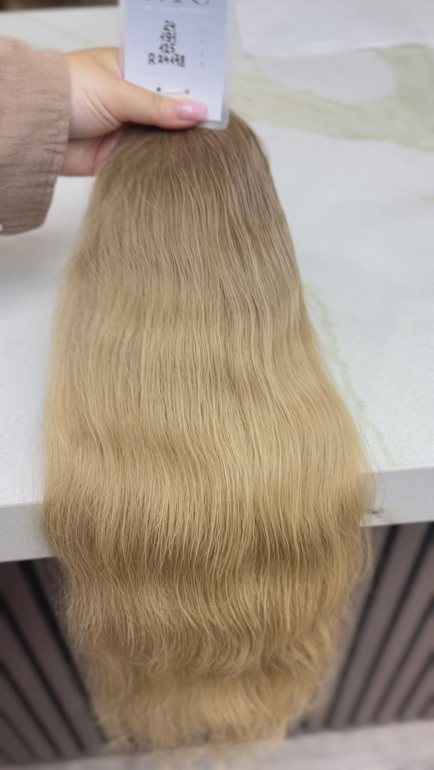 Luxury human hair extensions – K-tip virgin Slavic wavy rutted blonde hair, ultra-thick natural texture. By Olga Turkina. Shop at luxhairnyc.shop