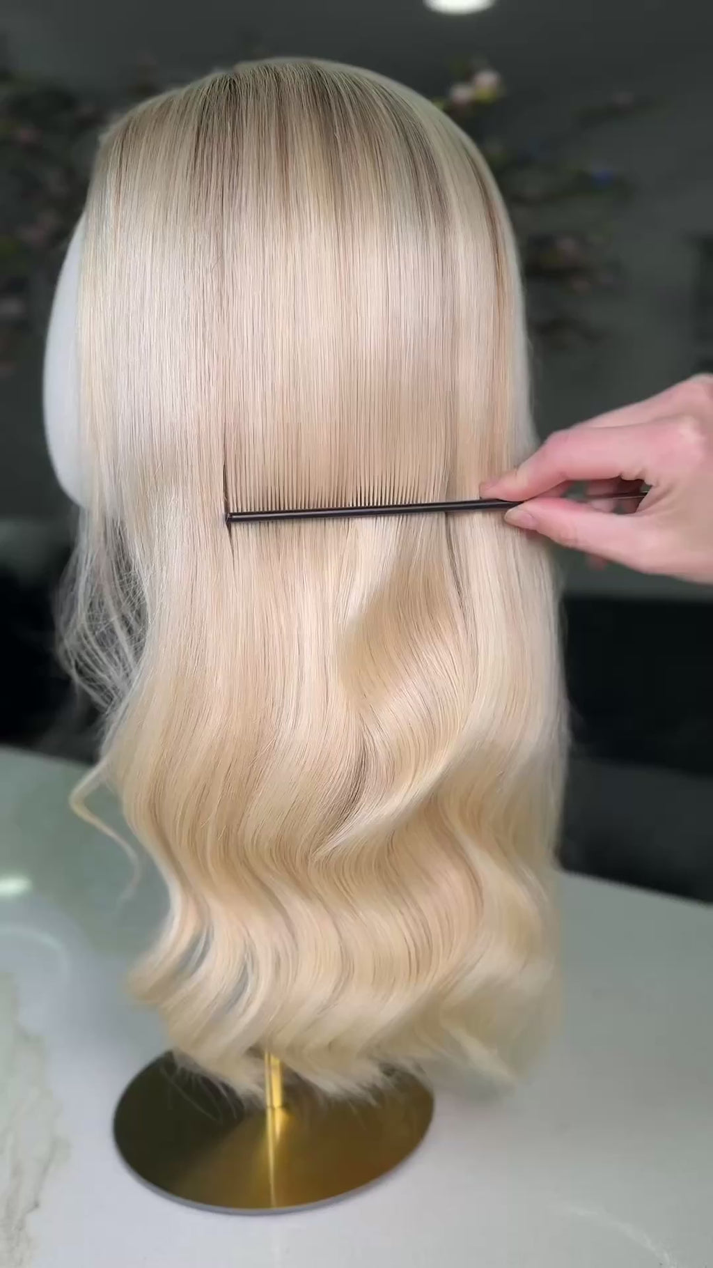 Luxury human hair extensions – full head lace wig, virgin Slavic wavy blonde hair, ultra-thick natural texture. By Olga Turkina. Shop at luxhairnyc.shop