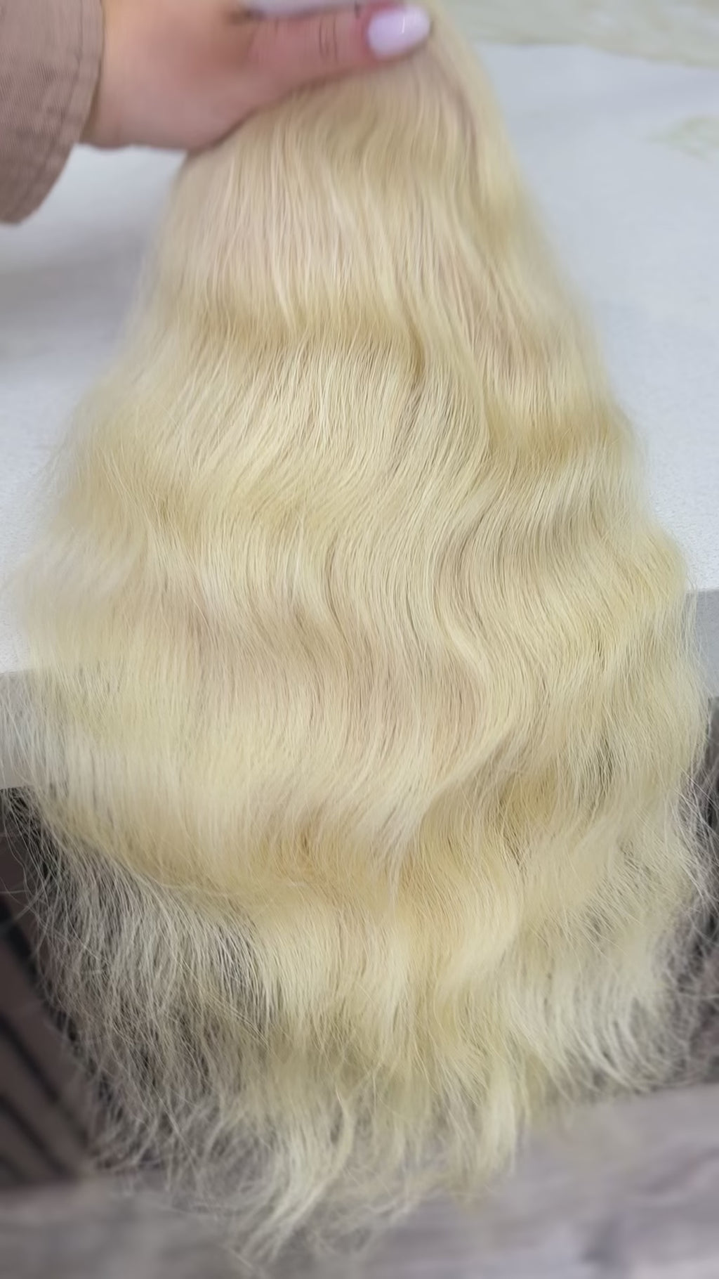 Luxury human hair extensions – Bulk hair, virgin Slavic wavy, blonde hair, ultra-thick natural texture. By Olga Turkina. Shop at luxhairnyc.shop