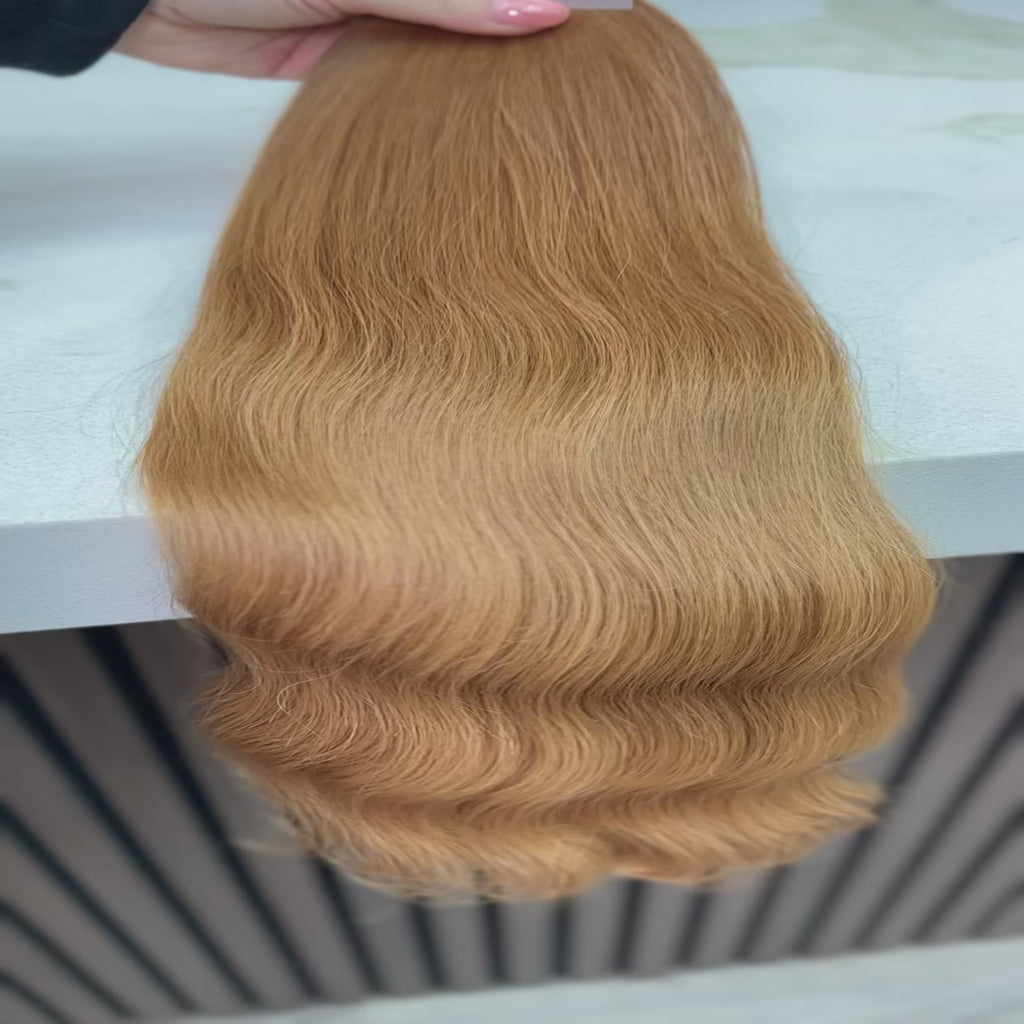 Showcasing Slavic virgin bulk hair extensions in red color 20 inches. Soft red color, ultra-thick and natural texture. By Olga Turkina for LUXHAIRNYCSHOP NYC. Available at luxhairnyc.shop