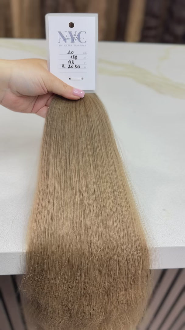 K-tip Slavic hair, colored, wavy 20 inch, 118gr, 188 str