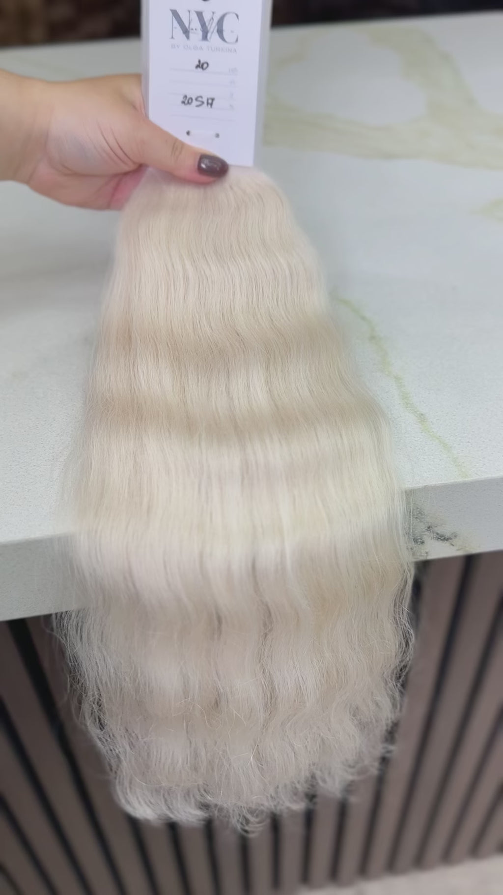 Luxury human hair extensions – Bulk hair, virgin Slavic wavy, blonde hair, ultra-thick natural texture. By Olga Turkina. Shop at luxhairnyc.shop