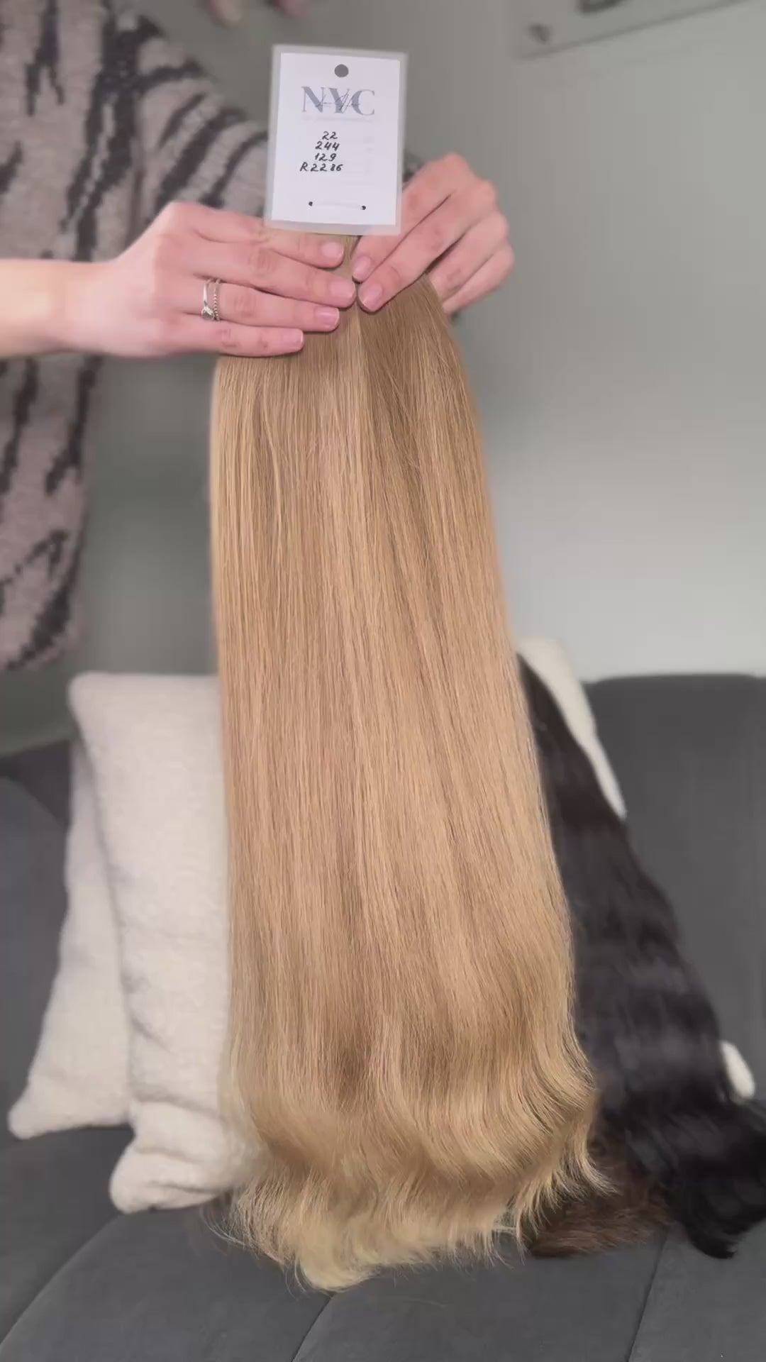 Luxury human hair extensions – K-tip hair bundle, virgin Slavic from curly to wavy from blonde to black hair, ultra-thick natural texture. By Olga Turkina. Shop at luxhairnyc.shop