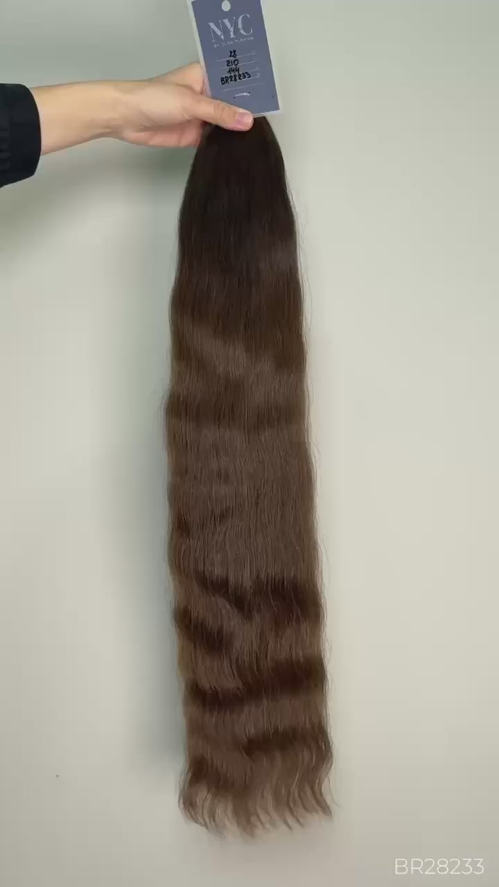 K-Tip Slavic Hair – Brown Body Wave 28 Inch | LuxHairNYC