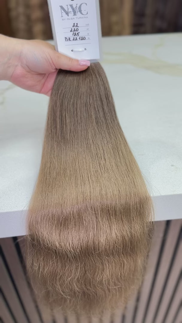 K-tip Slavic hair, colored, wavy 22 inch, 117gr, 220str