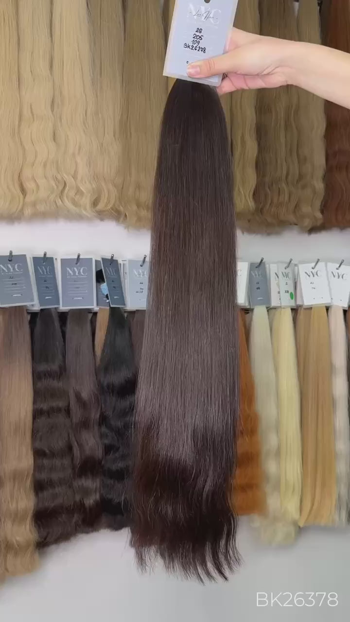 Premium Slavic K-Tip Extensions – Brown Straight 26" | 205 Strands | 109 g LUXHAIRNYCSHOP