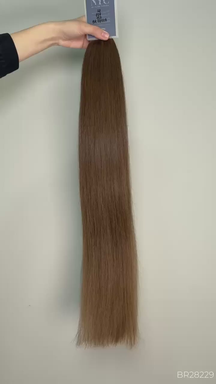 K-Tip Slavic Colored Hair Light Brown Straight 28 Inch | LuxHairNYC