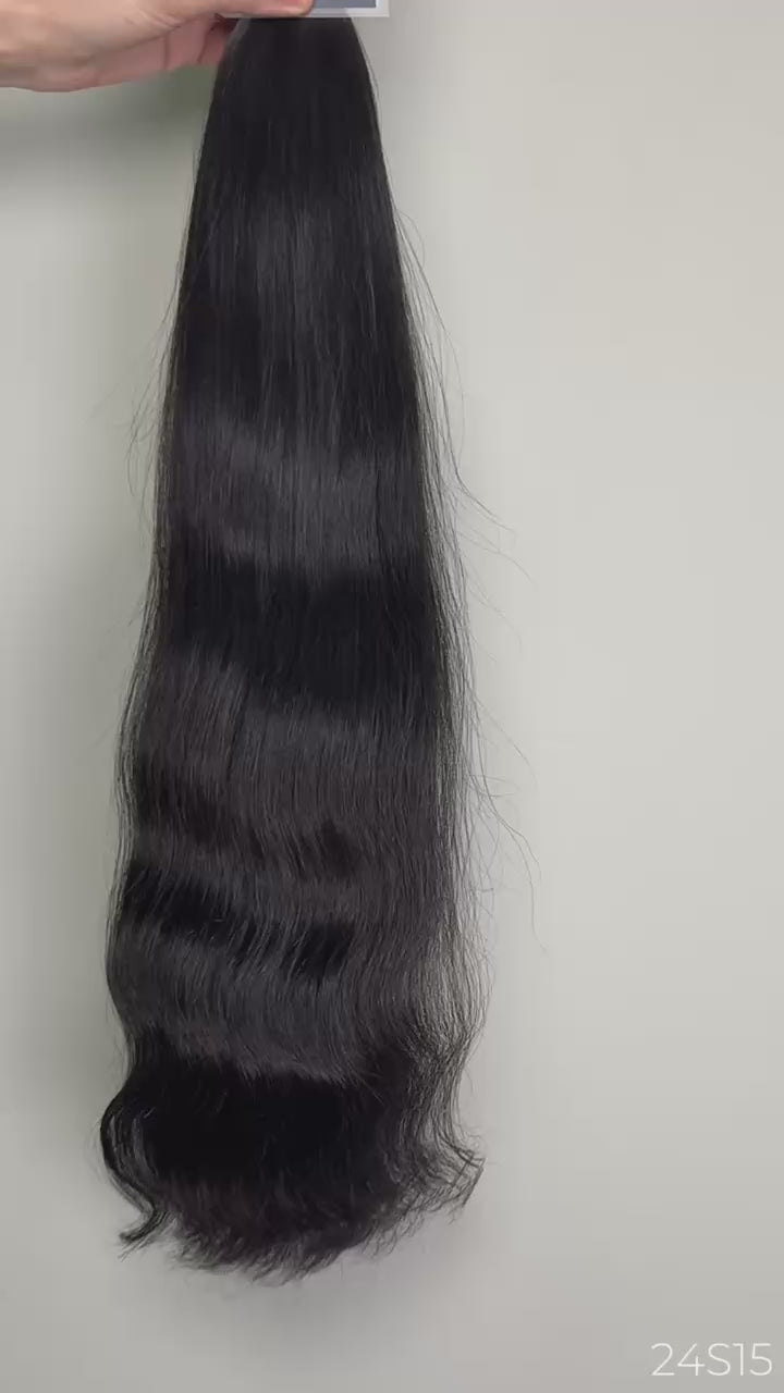 Premium Slavic Colored Hair Dark Brown Wavy Bulk 24 Inch | LuxHairNYC