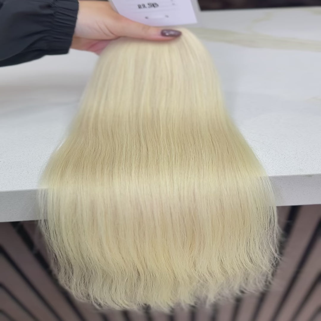 Luxury human hair extensions – Bulk hair, virgin Slavic silky straight, blonde hair, ultra-thick natural texture. By Olga Turkina. Shop at luxhairnyc.shop